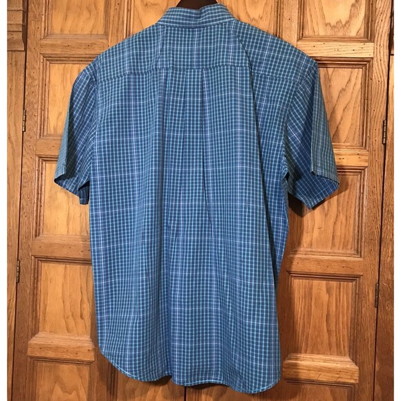 Panhandle Rough Stock Shirt Mens L Blue Plaid SS 100% Cotton Button Down Pocket - Picture 7 of 12